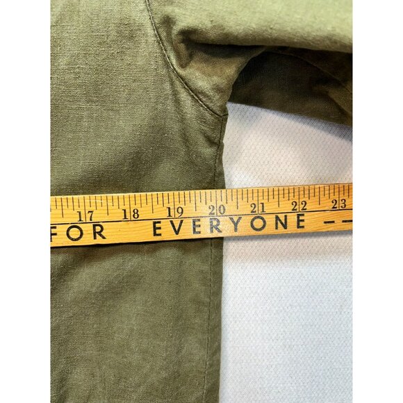 Adolfo International Womens Linen Oversize Jacket Long Sleeve Size M Olive Green - Picture 9 of 11